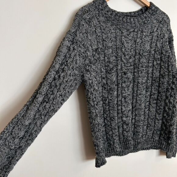 John + Jenn Black and Gray Marled Cable Knit Sweater - Picture 2 of 6